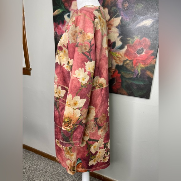 Anthropologie Solitaire NWT Faux Suede Butterfly Floral Long Line Open Jacket M - Picture 3 of 12
